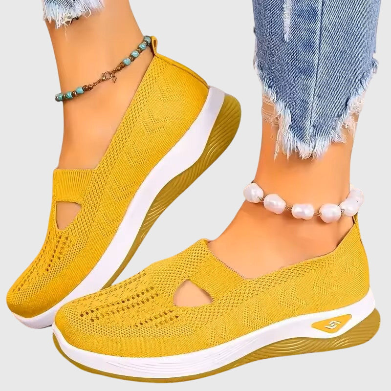 Women's Breathable Knitted Orthopaedic Slip-On Shoes with Cushioned Sole for All-Day Comfort