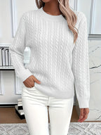Women's Relaxed Fit Cable-Knit Jumper with Round Neck