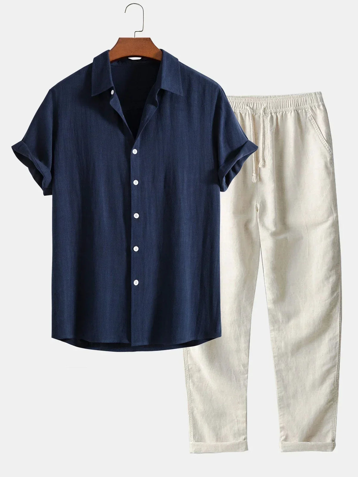 Linen Summer Set for Effortless Style - Loose Pants and Shirt