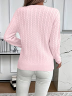 Women's Relaxed Fit Cable-Knit Jumper with Round Neck