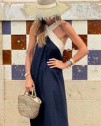 Women’s Breathable Comfortable Maxi Dress with Elegant Crossed Design