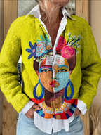Women's Knitted Cardigan with Unique Prints for Effortless Style and Comfor