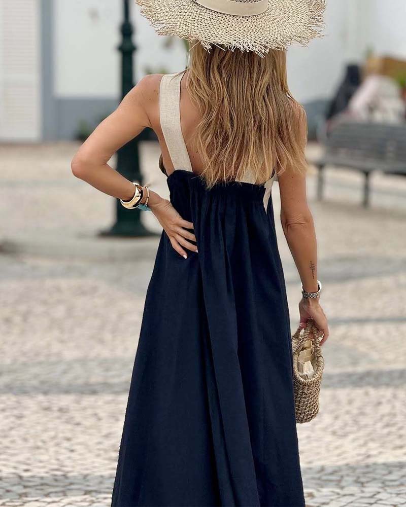 Women’s Breathable Comfortable Maxi Dress with Elegant Crossed Design