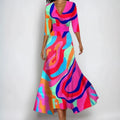 Elegant Women's Wrap Dress with 3/4 Sleeves and Secure Neckline