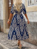 Bohemian Geometric Print Dress with Tailored Cut