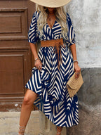 Bohemian Geometric Print Dress with Tailored Cut