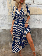 Bohemian Geometric Print Dress with Tailored Cut