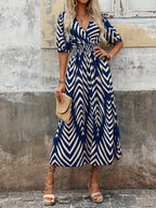Bohemian Geometric Print Dress with Tailored Cut