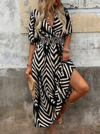 Bohemian Geometric Print Dress with Tailored Cut
