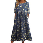 Floral Print Midi Dress for Women – Elegant and Comfortable Summer Style with Fluid Silhouette