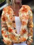 Women's Maple Leaf Autumn Knitted Cardigan