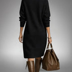 Women's High Neck Midi Dress for Everyday Elegance