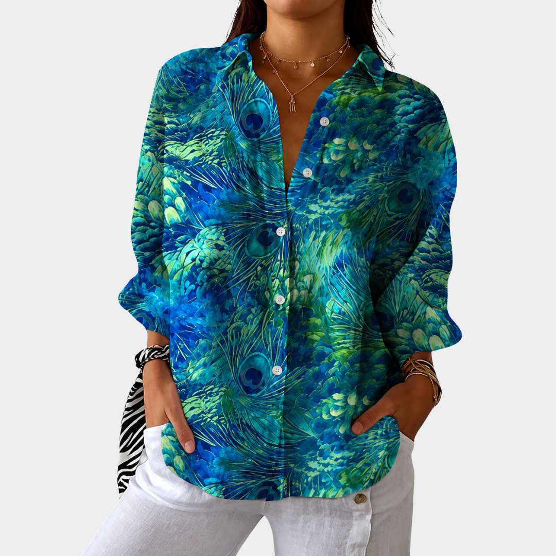 Women's Vibrant Airy Printed Blouse for Effortless Style
