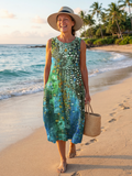 Abstract Ocean Mosaic Midi Dress