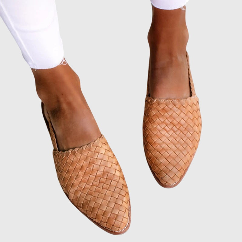 Women's Breathable Woven Slingback Flats with Adjustable Strap for Summer Comfort