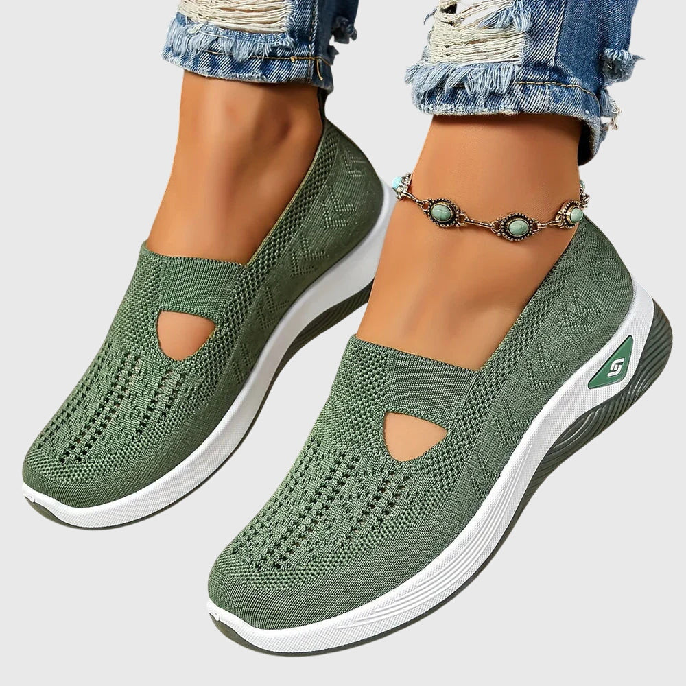 Women's Orthopaedic Slip-On Shoes with Breathable Knitted Upper and Cushioned Sole for All-Day Support