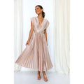 Women's Refined Pleated Midi Dress with Flattering V-neck