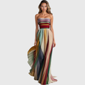 Strapless Multicolored Maxi Dress for Elegant Summer Occasions