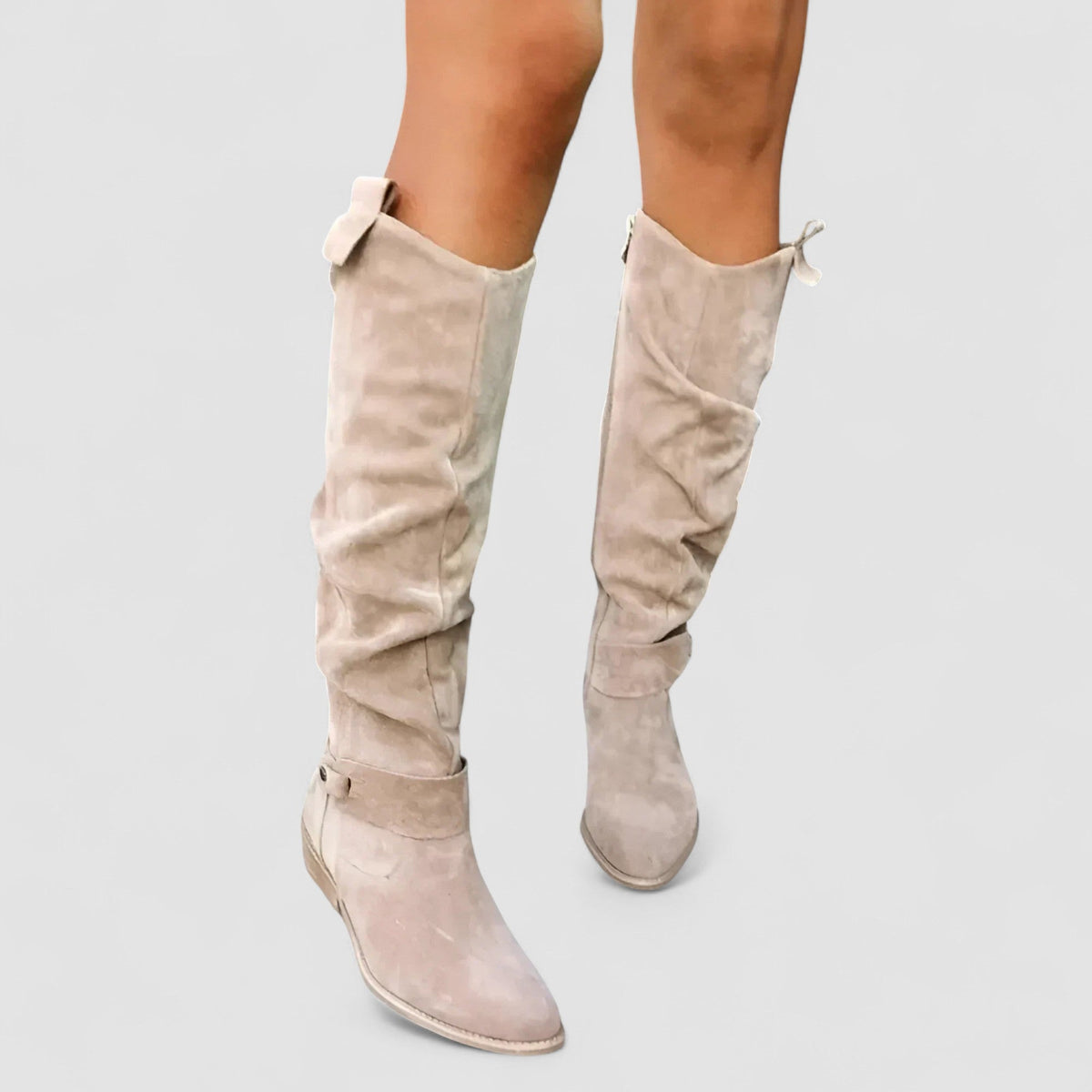 Knee-High Slouch Boots with Block Heel for Women