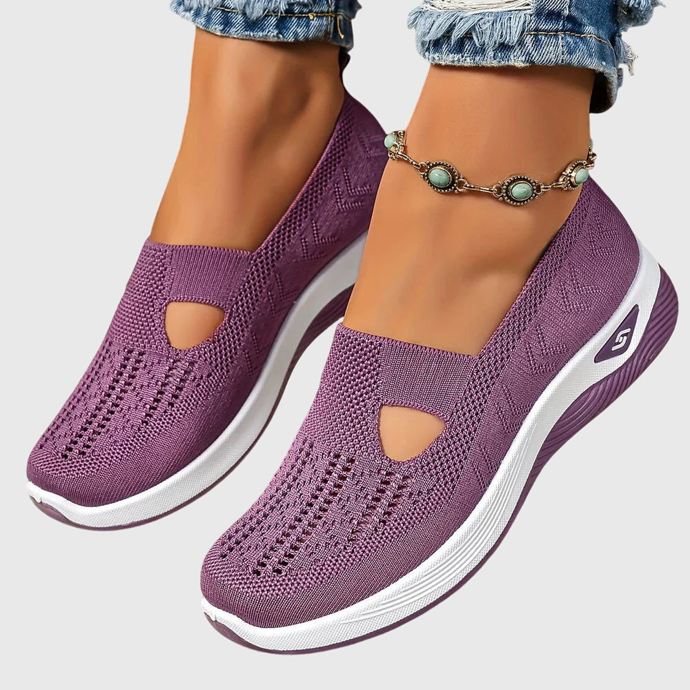 Women's Breathable Knitted Orthopaedic Slip-On Shoes with Cushioned Sole for All-Day Comfort