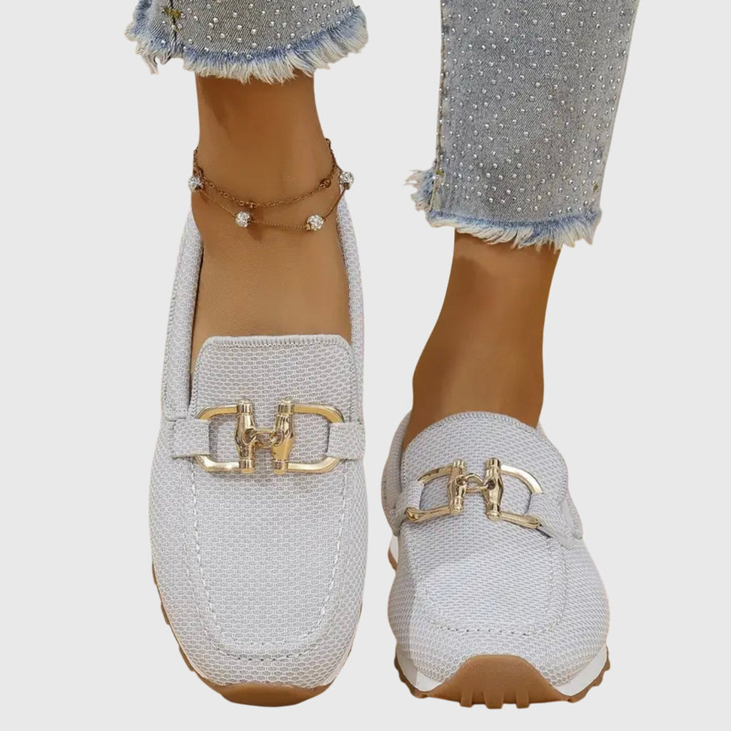 Women's Flatform Loafers with Metal Bit Detail and Round Toe