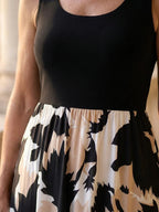 Sleeveless Maxi Dress with Flowing Printed Skirt and Relaxed Fit