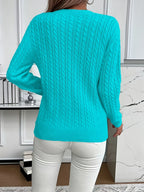 Women's Relaxed Fit Cable-Knit Jumper with Round Neck