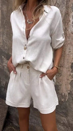 Terracotta Linen Playsuit for Women – Airy Design for an Elegant Summer Look