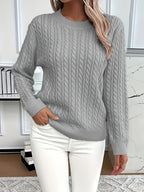 Women's Relaxed Fit Cable-Knit Jumper with Round Neck