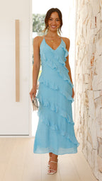 Draped Flowing Maxi Dress for Women