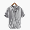 Men's Short-Sleeve Shirt with Stand-Up Collar for Summer Style
