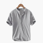 Men's Short-Sleeve Shirt with Stand-Up Collar for Summer Style