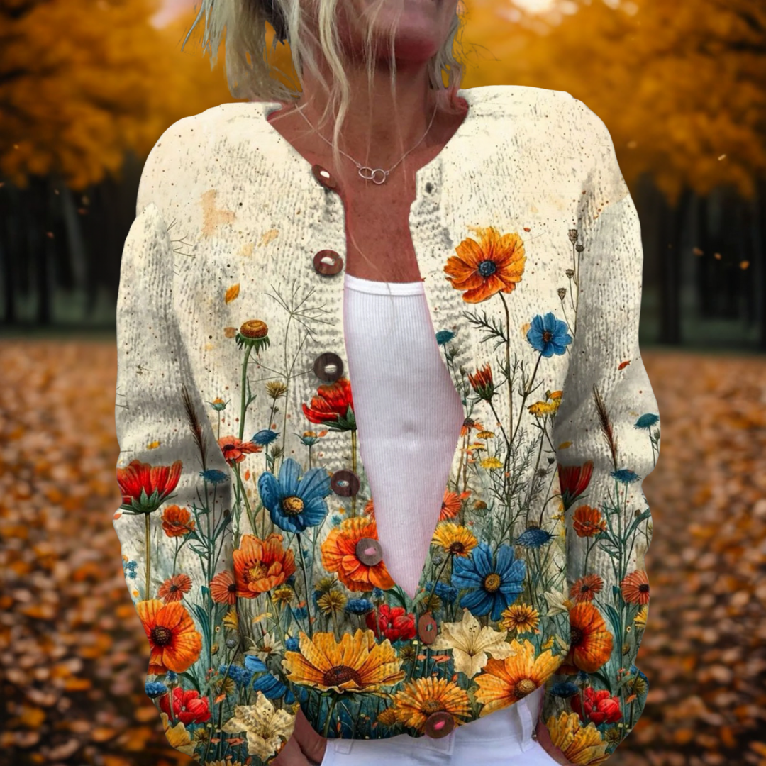 Vintage Floral Knit Cardigan for Spring Wear