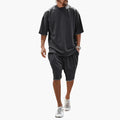 Men's Lightweight Summer Two-Piece Set with Oversized Short-Sleeve Shirt and Drawstring Shorts