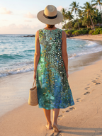 Abstract Ocean Mosaic Midi Dress