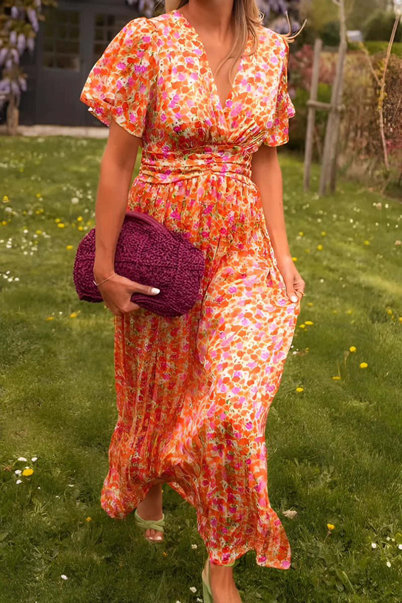 Floral Sleeveless Dress for Women – Flowing Design with Defined Waist for Spring and Summer