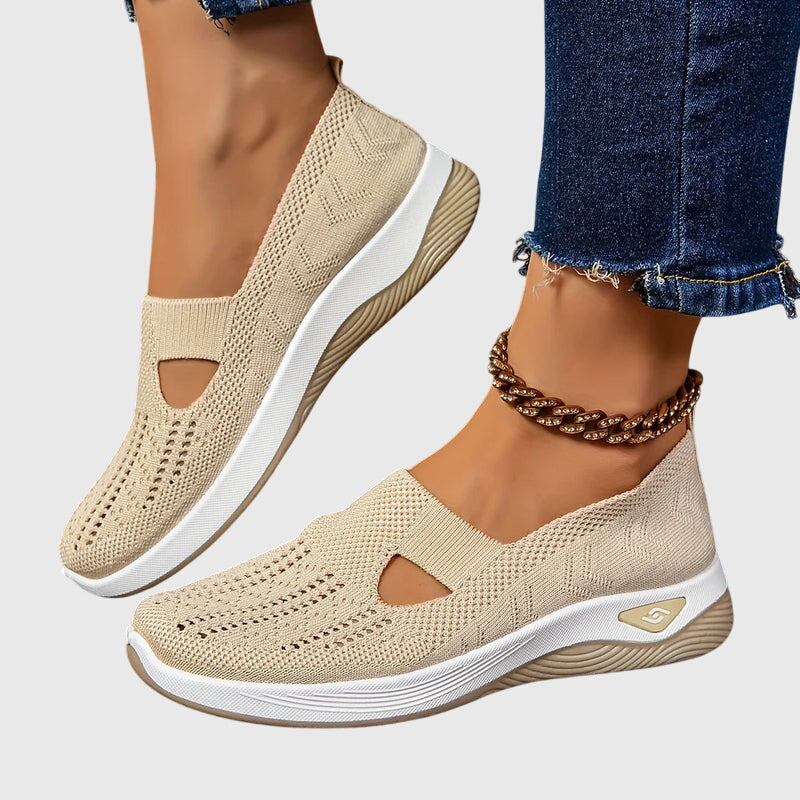 Women's Breathable Knitted Orthopaedic Slip-On Shoes with Cushioned Sole for All-Day Comfort