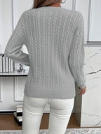 Women's Relaxed Fit Cable-Knit Jumper with Round Neck