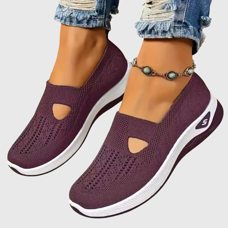 Women's Breathable Knitted Orthopaedic Slip-On Shoes with Cushioned Sole for All-Day Comfort
