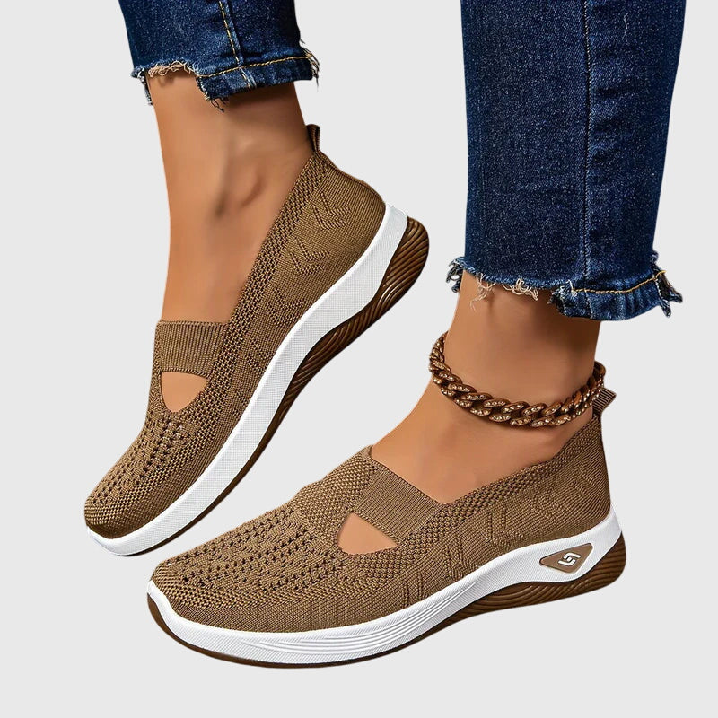 Women's Orthopaedic Slip-On Shoes with Breathable Knitted Upper and Cushioned Sole for All-Day Support