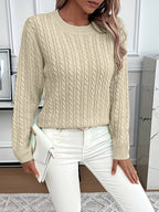 Women's Relaxed Fit Cable-Knit Jumper with Round Neck