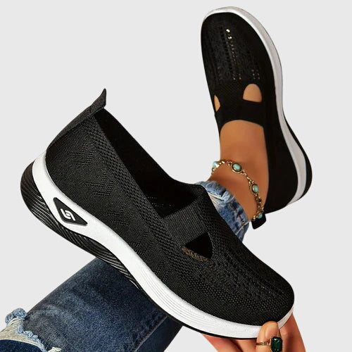 Women's Orthopaedic Slip-On Shoes with Breathable Knitted Upper and Cushioned Sole for All-Day Support