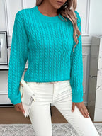 Women's Relaxed Fit Cable-Knit Jumper with Round Neck