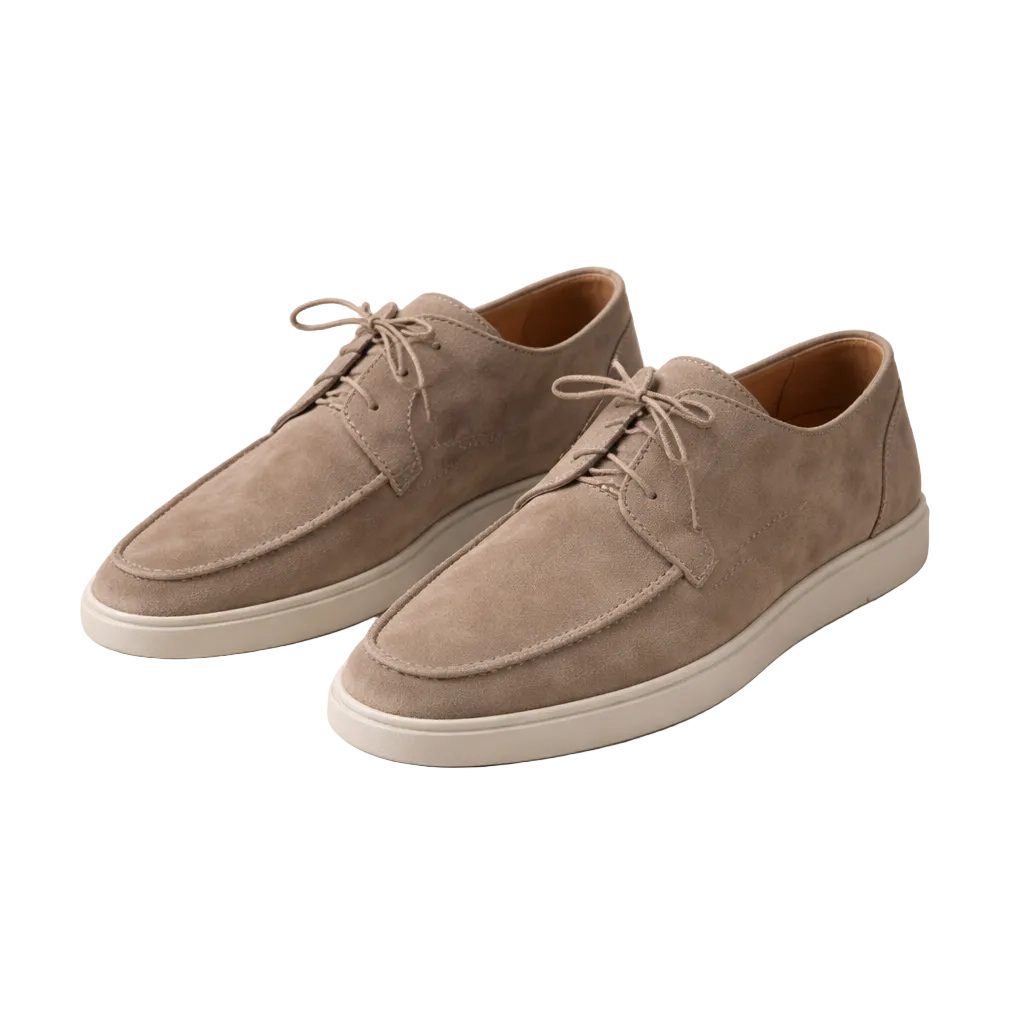 Men's Classic Suede Lace-Up Loafers Closed Toe Regular Fit