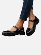 Glossy Leather Look Mary Jane Loafers for Everyday Comfort and Style