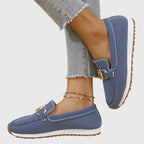 Women's Flatform Loafers with Metal Bit Detail and Round Toe