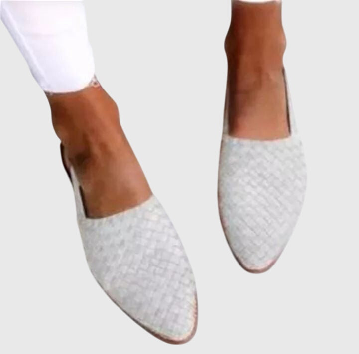 Women's Breathable Woven Slingback Flats with Adjustable Strap for Summer Comfort