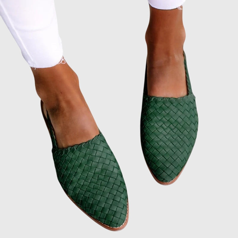 Women's Breathable Woven Slingback Flats with Adjustable Strap for Summer Comfort