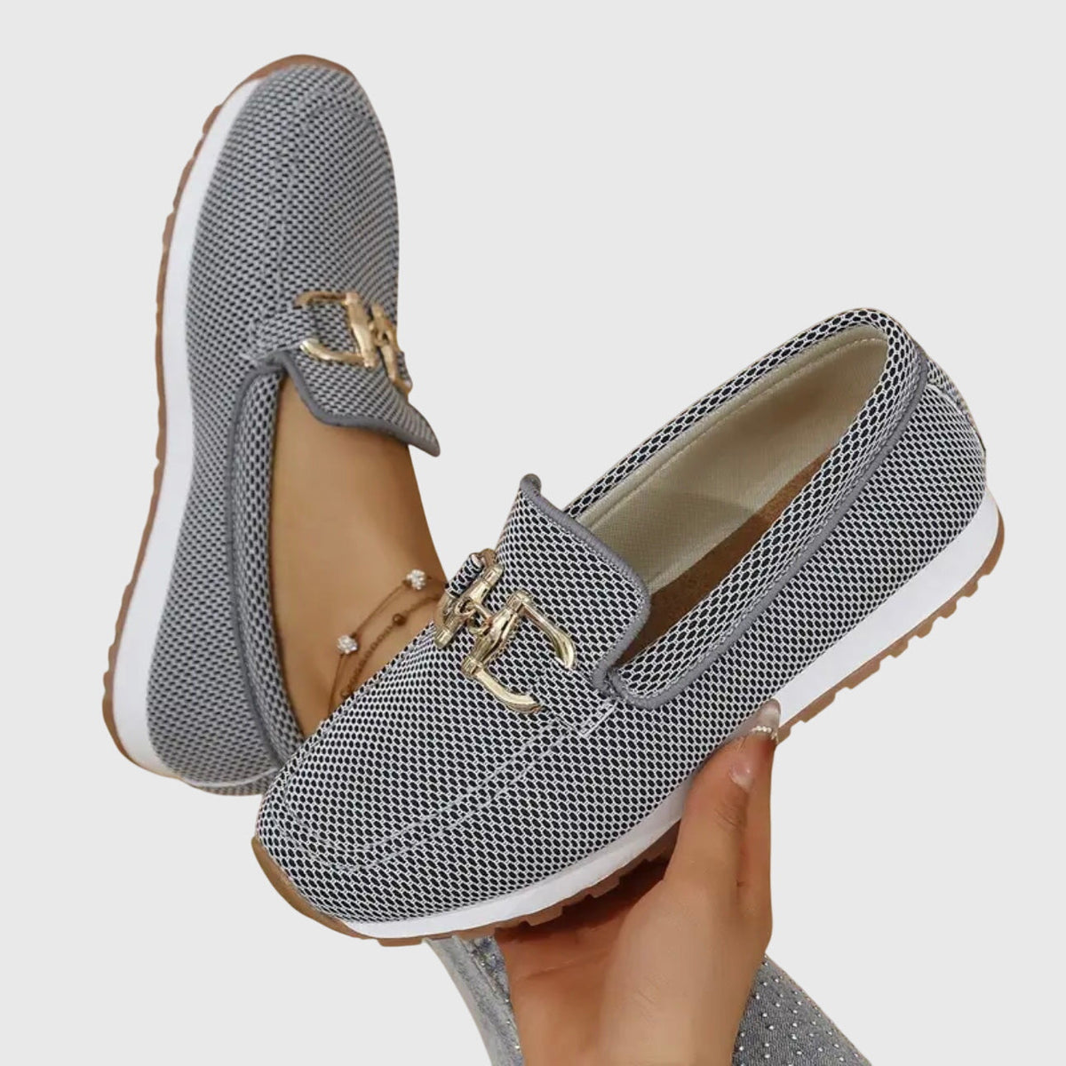 Women's Flatform Loafers with Metal Bit Detail and Round Toe