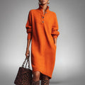 Women's High Neck Midi Dress for Everyday Elegance